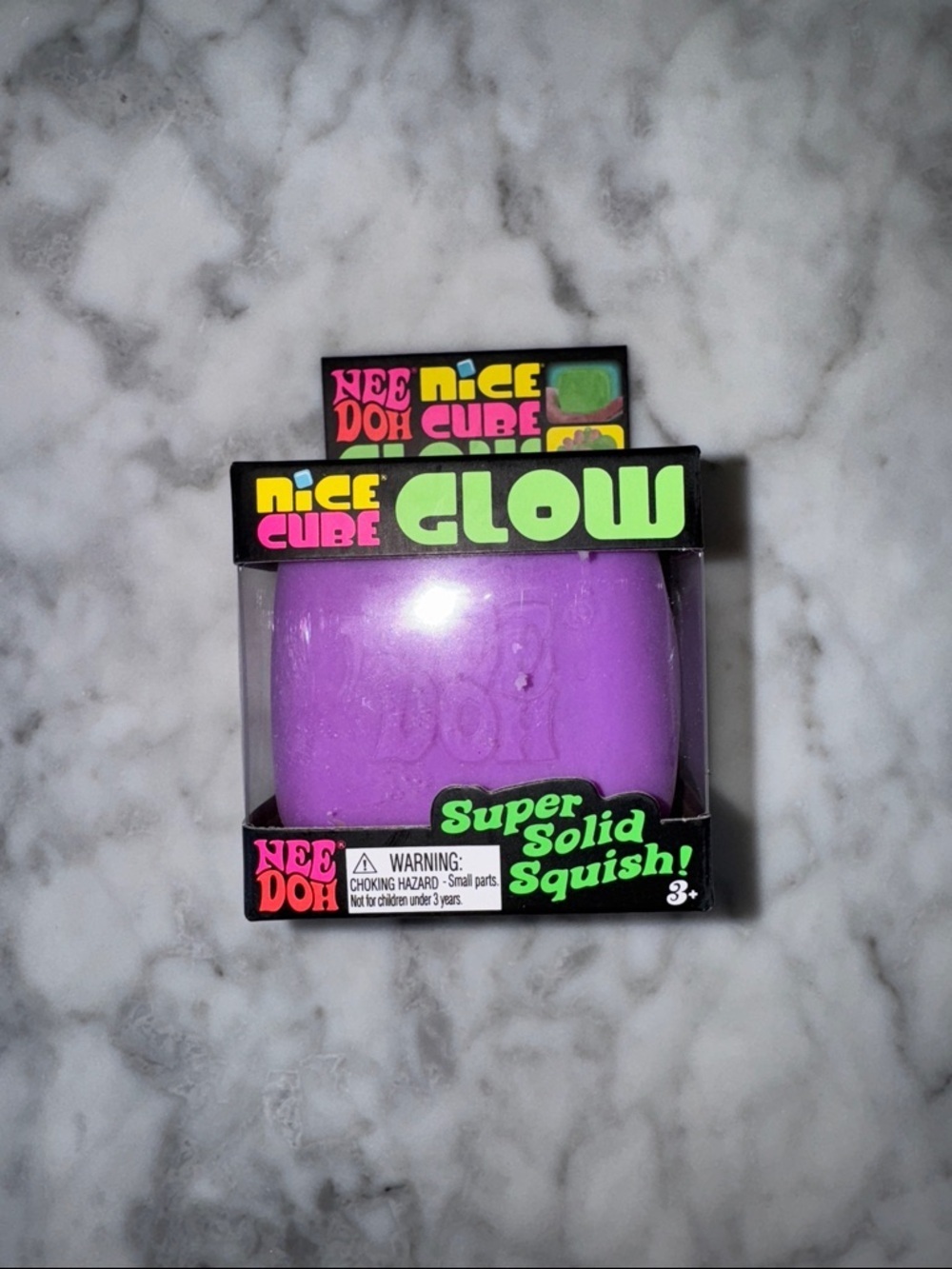 NWT Nee Doh Viral Nice Cube Glow Super Solid Squish - Purple